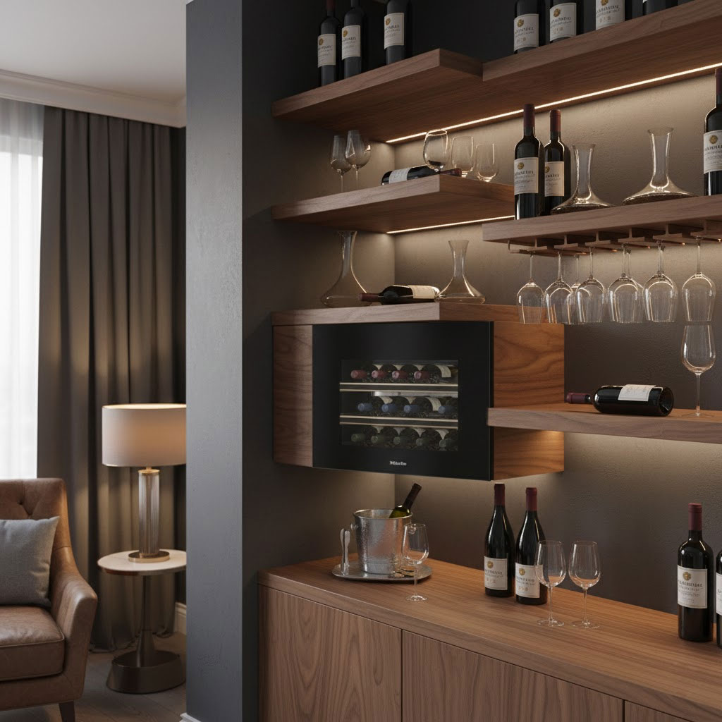 bar gia dinh voi tu ruou mini nhap khau cao cap