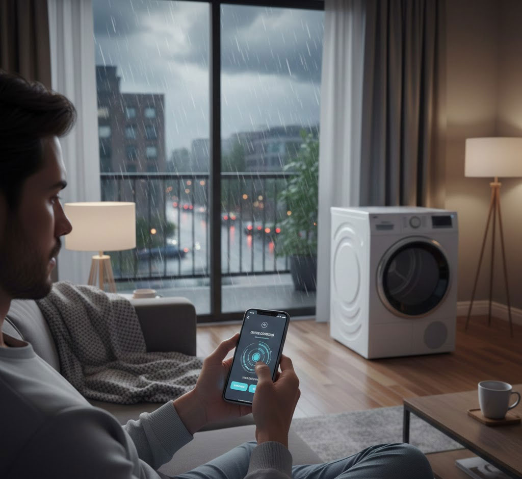 Điều khiển máy sấy từ xa bằng điện thoại trong mùa mưa