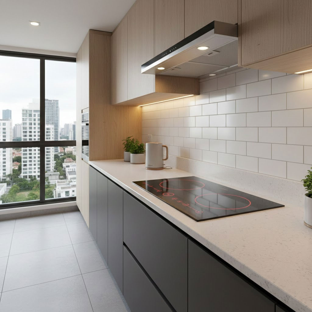 Bếp từ đôi phù hợp với gia đình sống tại chung cư