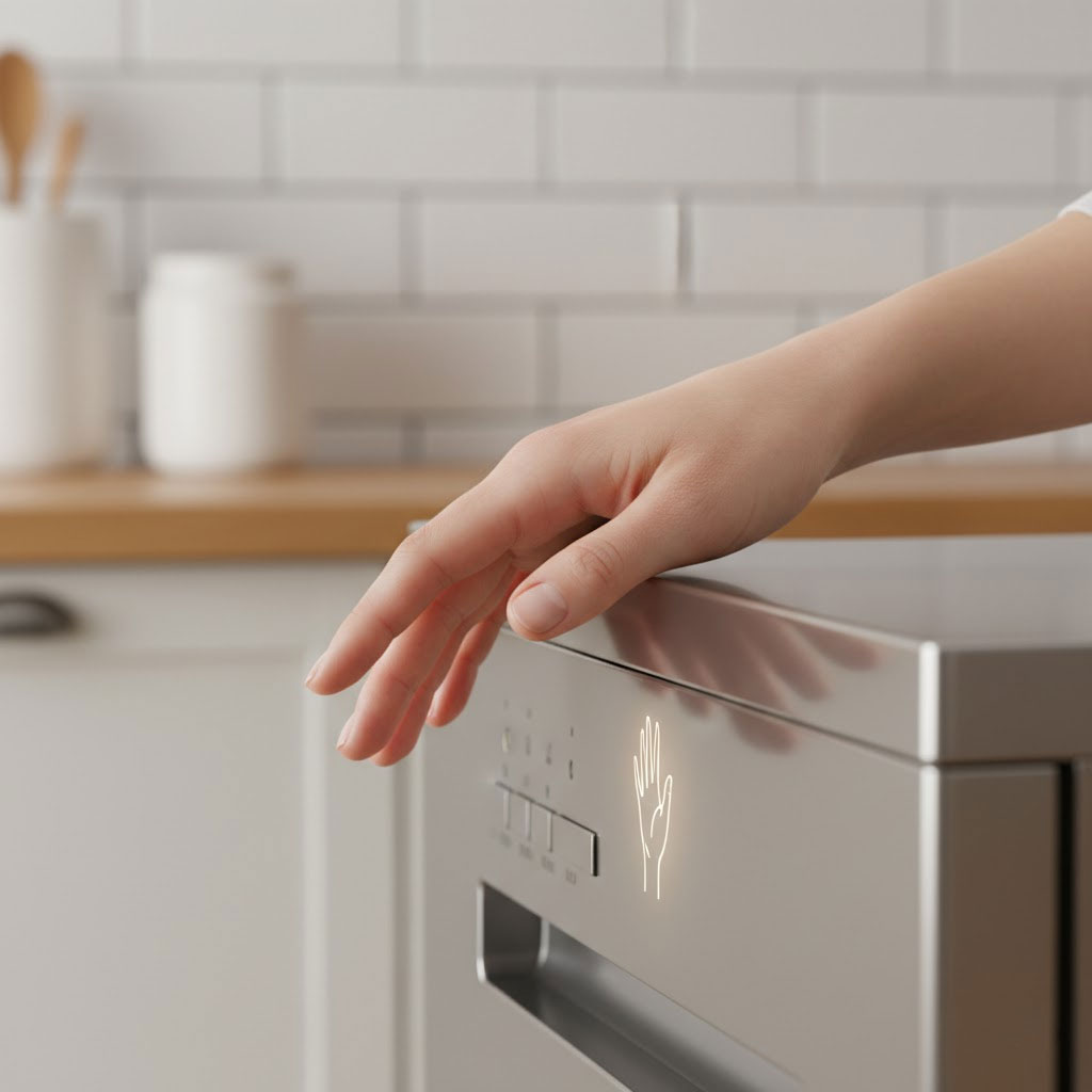 Bàn tay người nội trợ không tiếp xúc hóa chất