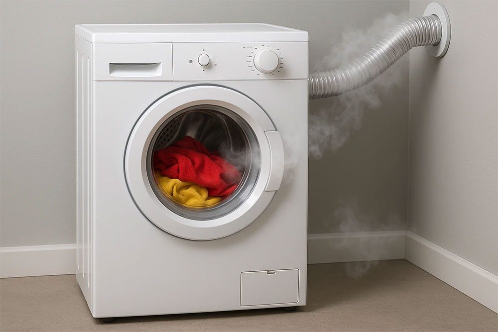 Máy sấy thông hơi với ống thông khí nối ra ngoài tường