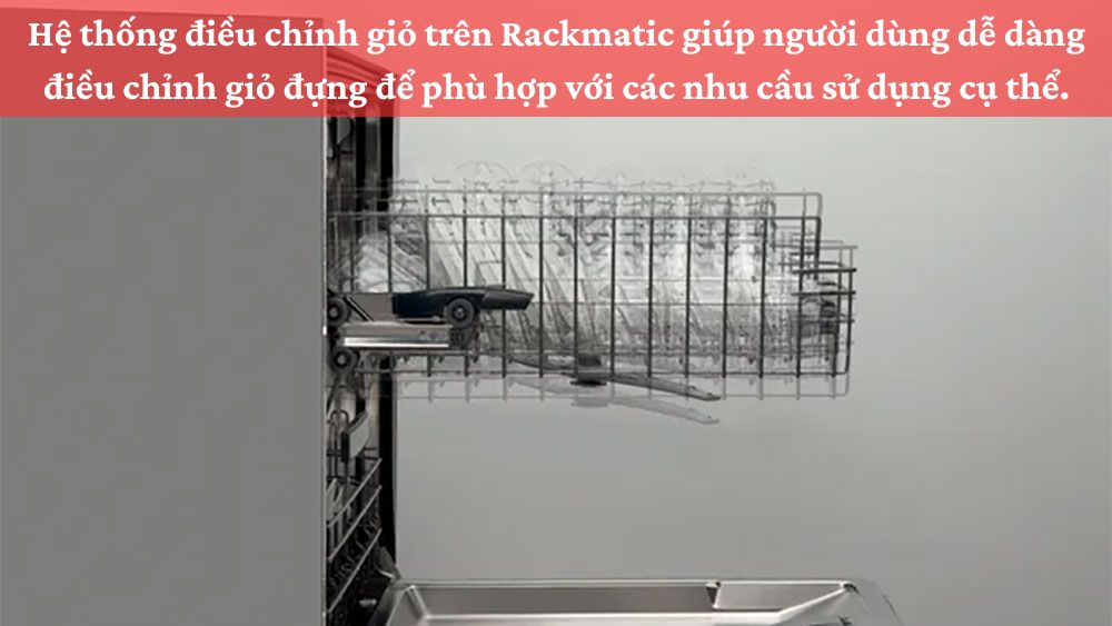 Hệ thống giỏ Rackmatic dễ dàng điều chỉnh trong máy rửa chén Bosch SMS4EVI04E