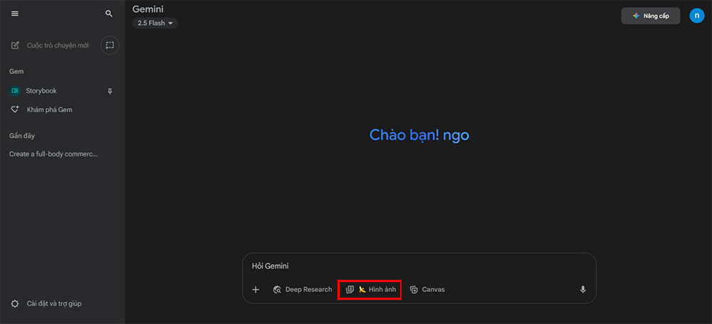 Ảnh màn hình giao diện Gemini AI khi tải ảnh lên.