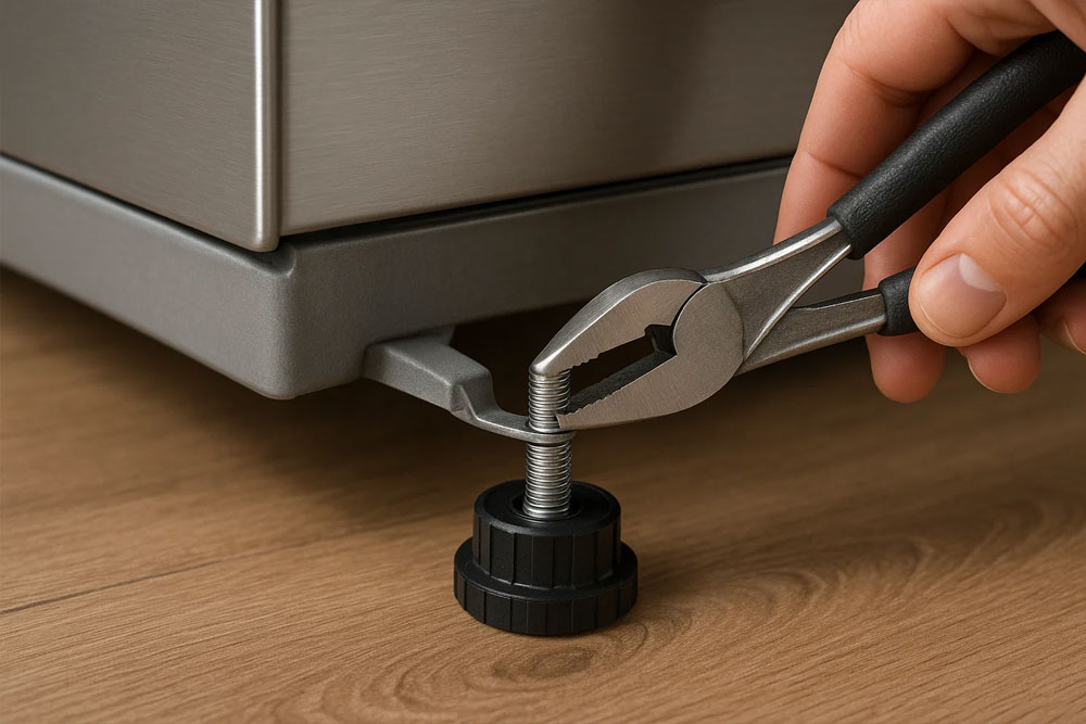 Điều chỉnh chân máy rửa bát để đảm bảo cân bằng