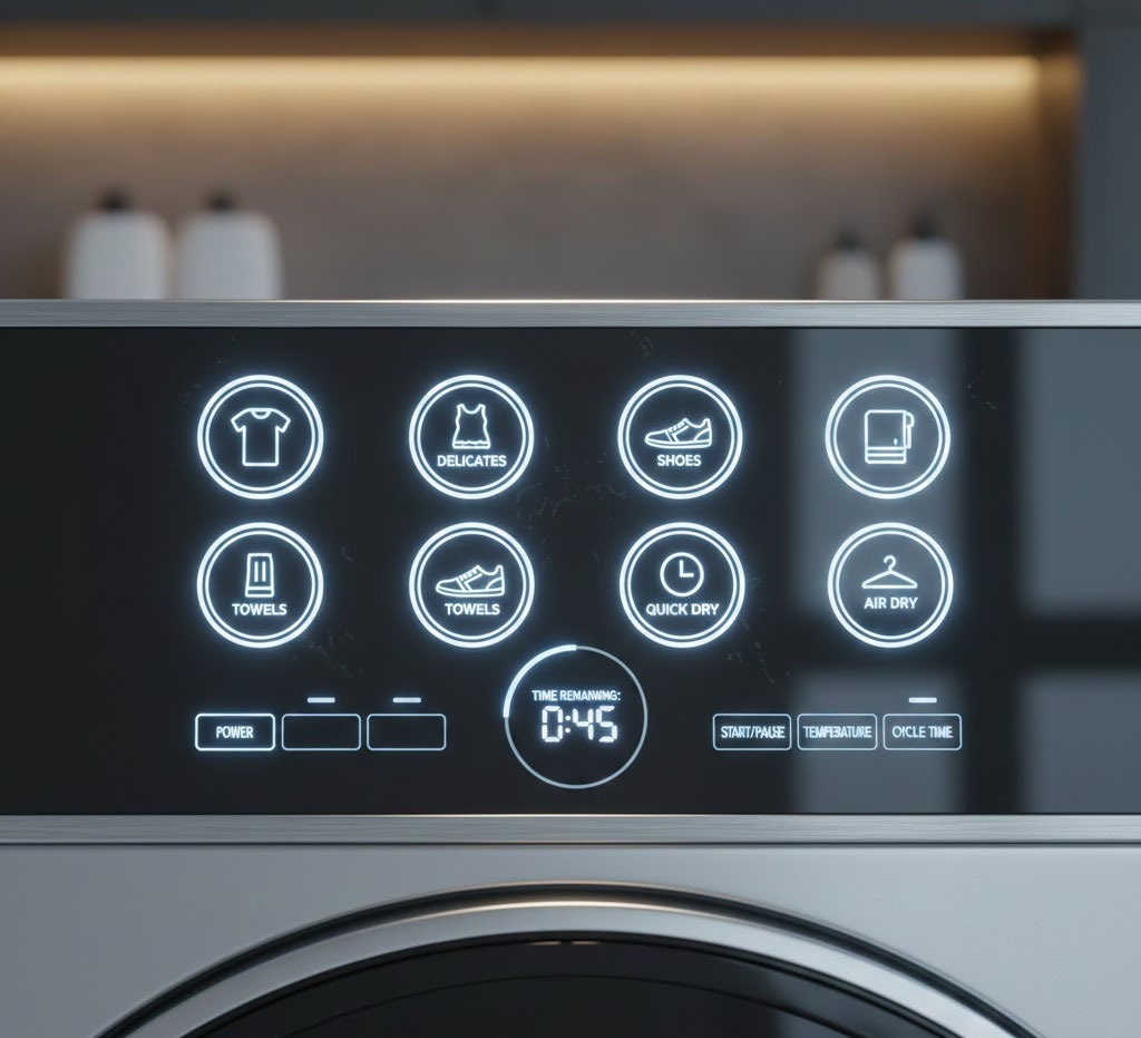 Bảng điều khiển cảm ứng sang trọng với các chế độ sấy thông minh