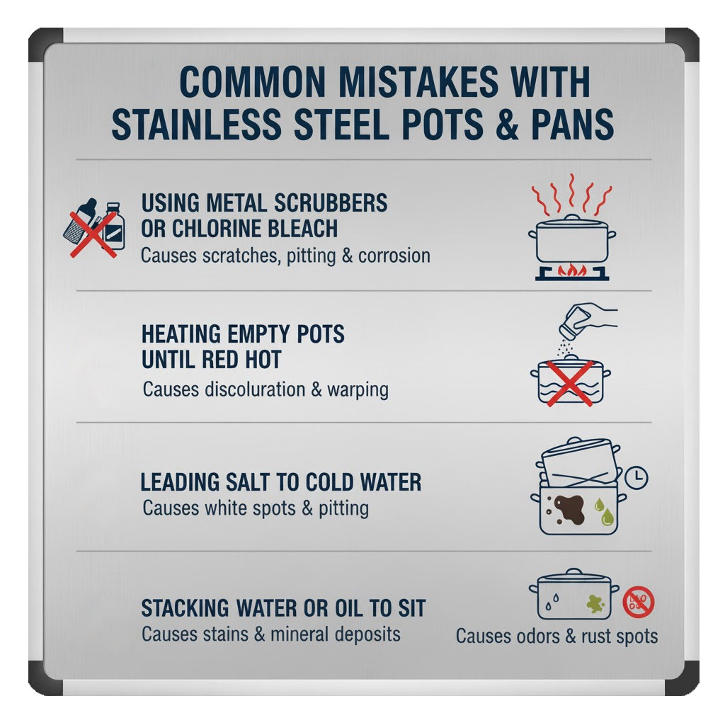 sai lầm phổ biến khi vệ sinh và sử dụng nồi inox