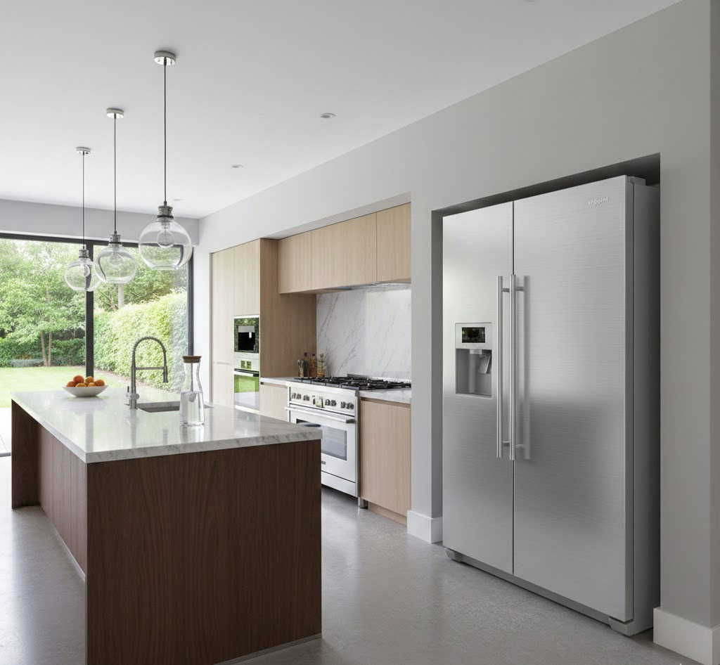 Tủ lạnh side by side dung tích lớn trong không gian bếp rộng