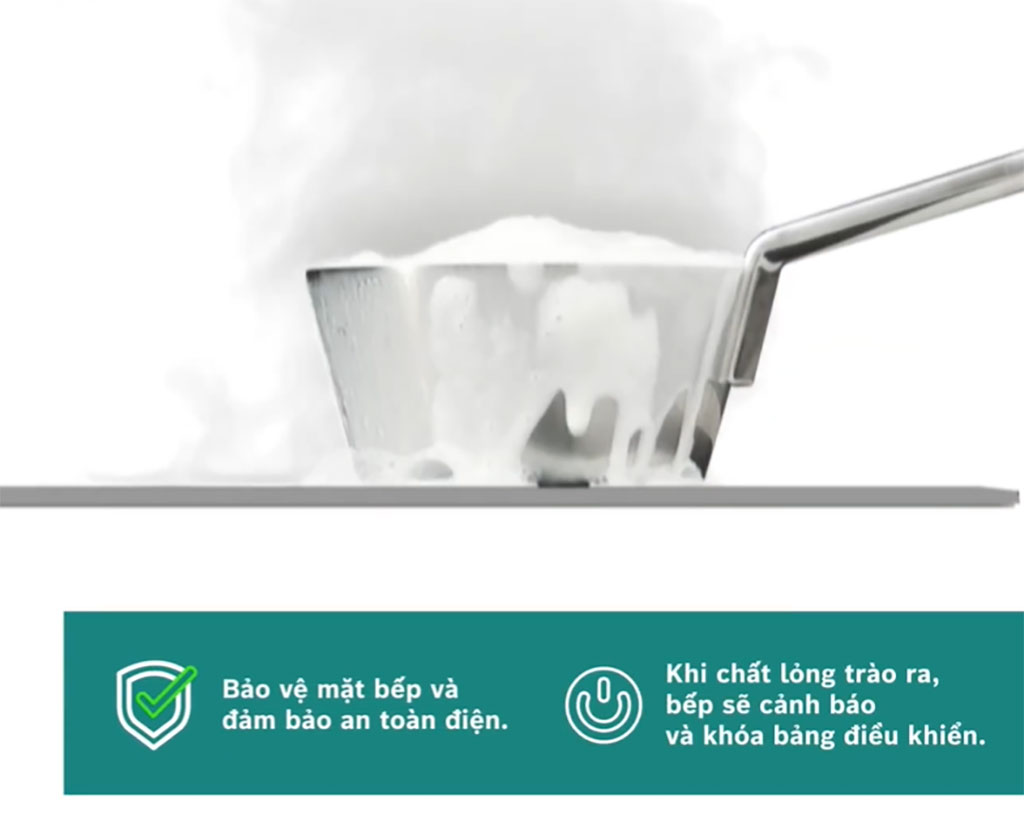 Công nghệ chống tràn tự động bảo vệ mặt bếp và hệ thống điện