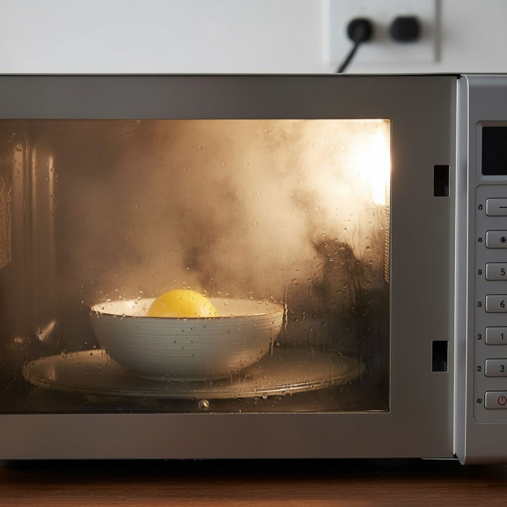 hơi nước trong lò vi sóng khi rã bẩn