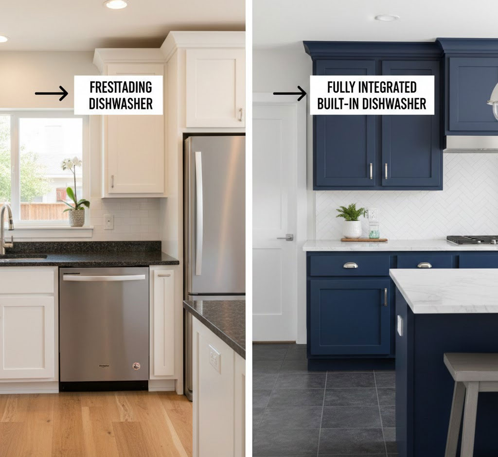 so sánh máy rửa bát độc lập và máy rửa bát âm tủ