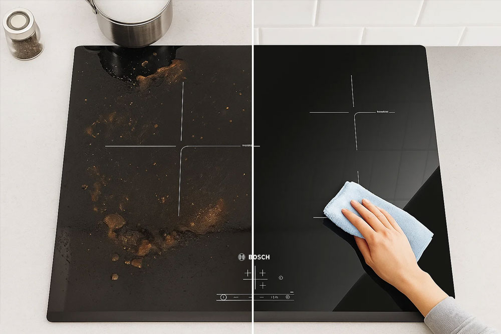 Bếp từ Bosch Serie 6 dễ dàng vệ sinh sau khi sử dụng