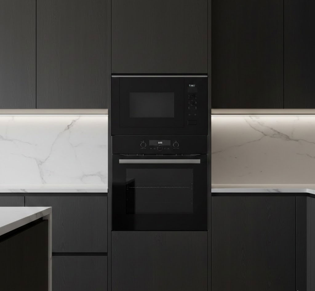 Lò nướng và lò vi sóng âm tủ đồng bộ màu đen cao cấp