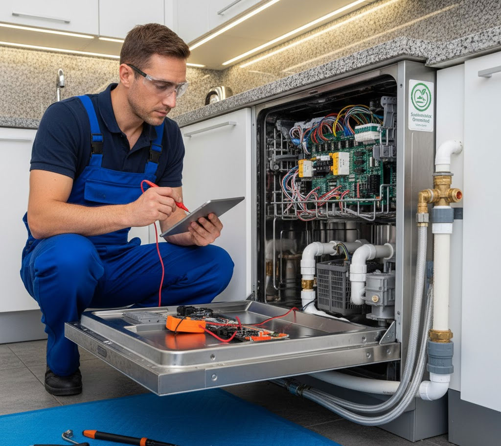 thuật viên bảo trì máy rửa bát — linh kiện và hệ thống ống nước