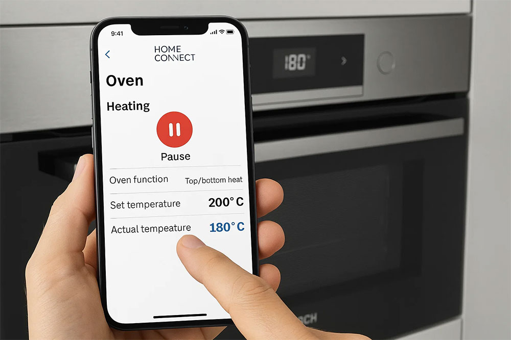 Điều khiển lò Bosch Series 8 qua app Home Connect trên điện thoại