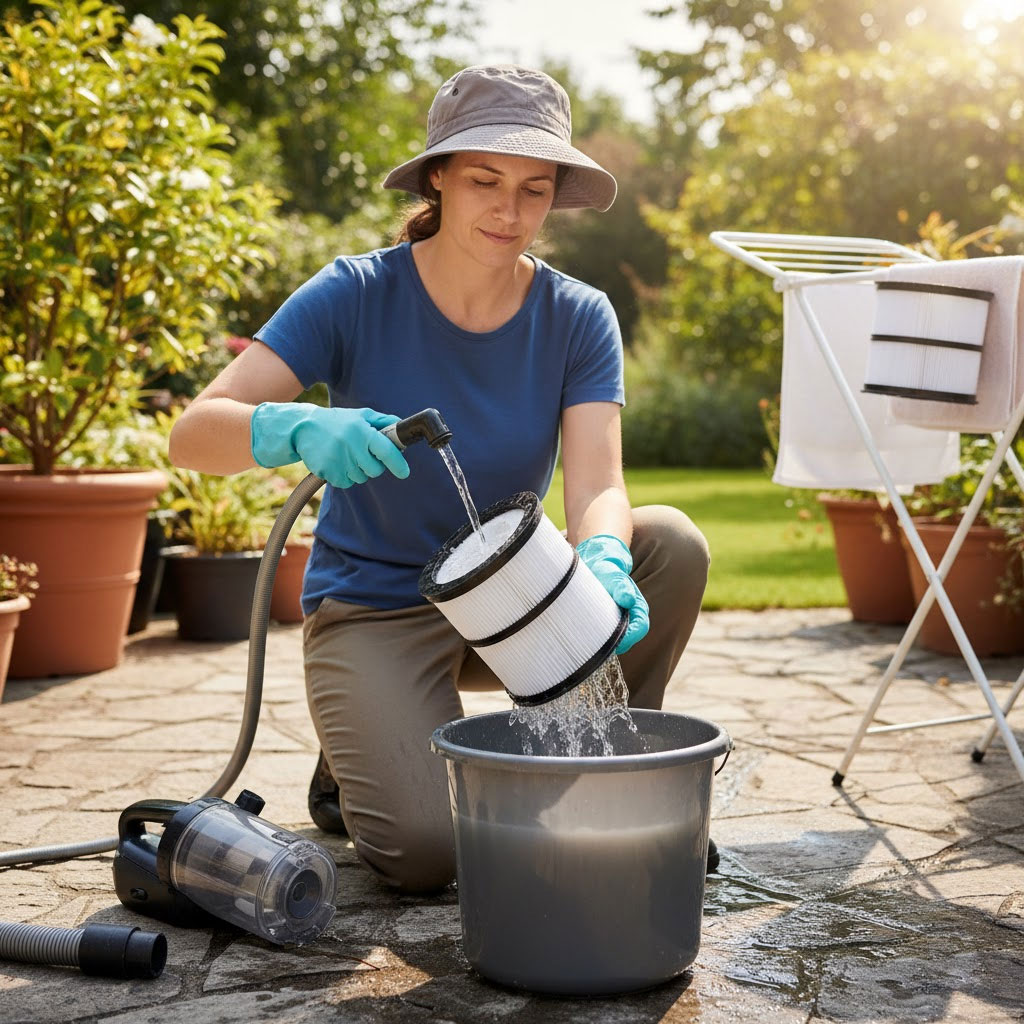 vệ sinh màng lọc HEPA máy hút bụi ngoài trời