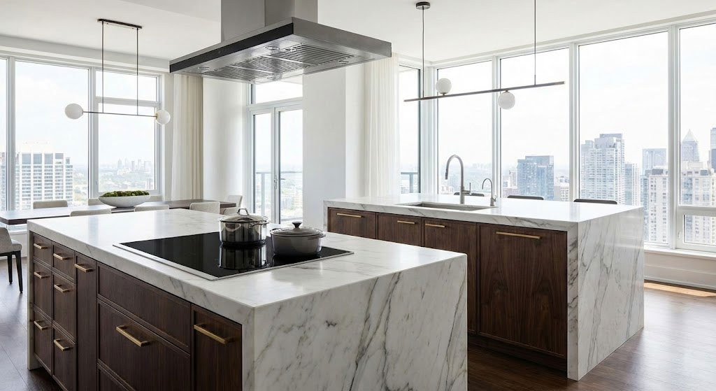 Không gian bếp chung cư cao cấp sử dụng bếp từ sang trọng