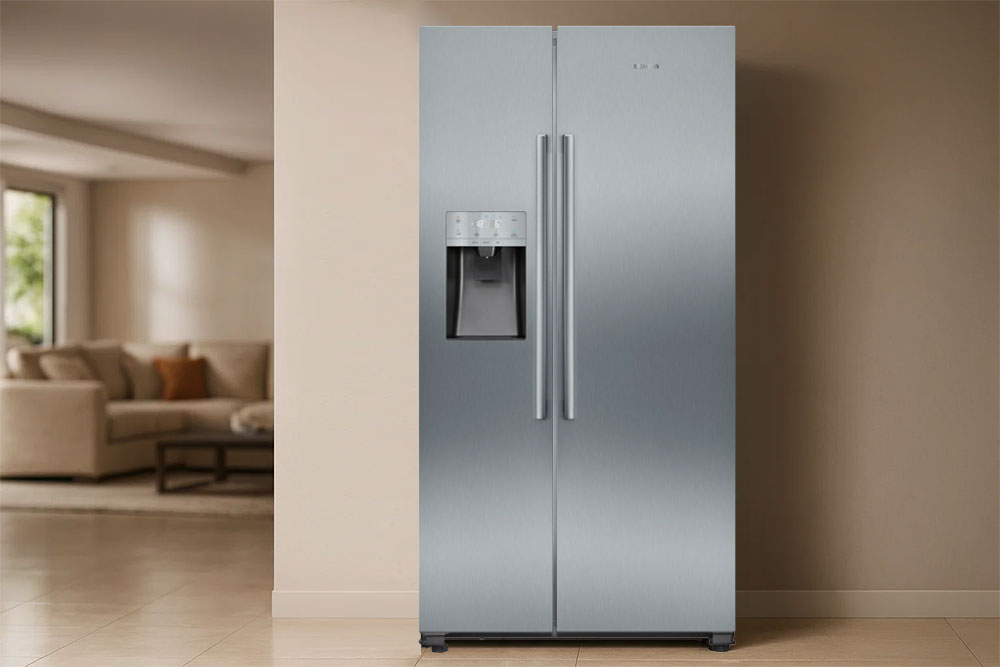 Tủ lạnh Siemens iQ700 KA92DHXFP mặt gương kết hợp inox trong căn bếp sang trọng