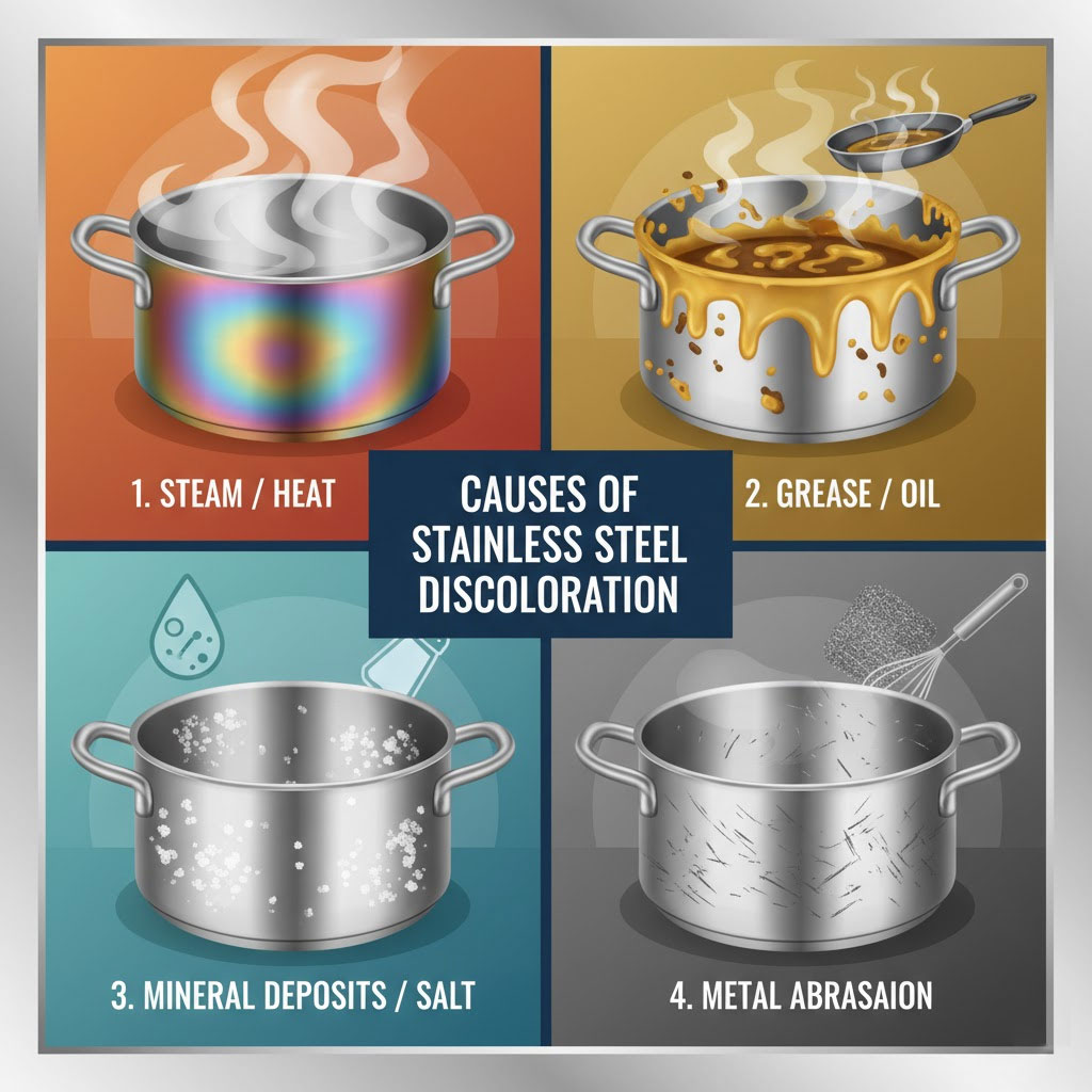 nguyên nhân khiến nồi inox bị xỉn màu và mất độ bóng