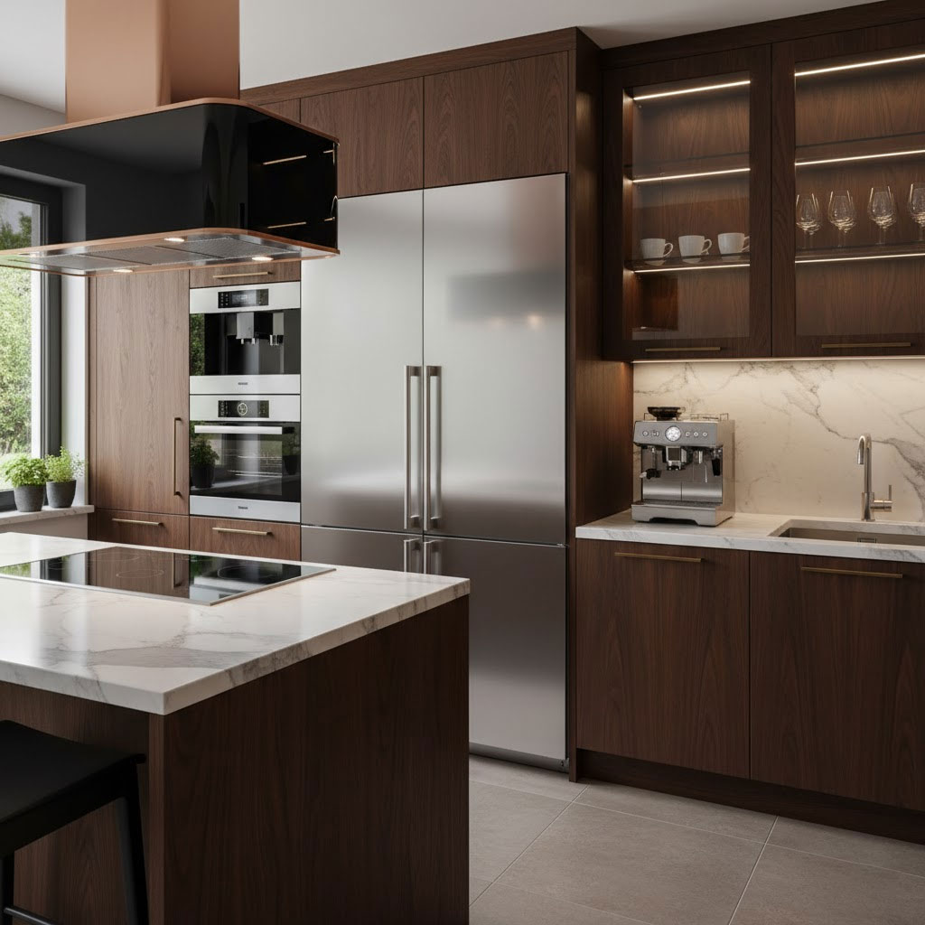 Cận cảnh không gian bếp sang trọng với các thiết bị gia dụng nhập khẩu châu Âu