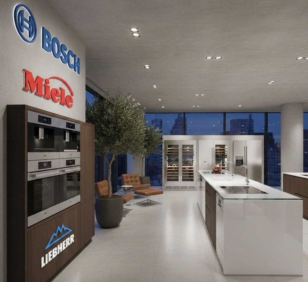 Logo thương hiệu thiết bị bếp uy tín và showroom trưng bày