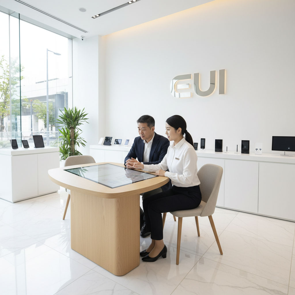 Tư vấn viên EUI giới thiệu sản phẩm cao cấp tại showroom