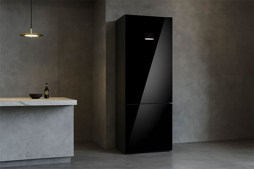 Tủ lạnh Bosch KGN56LB41Q mặt thép không gỉ đặt trong bếp châu Âu hiện đại