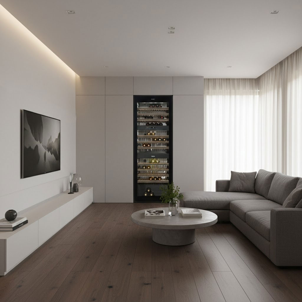 khong gian giai tri tai nha voi tu ruou nhap khau dung tich lon