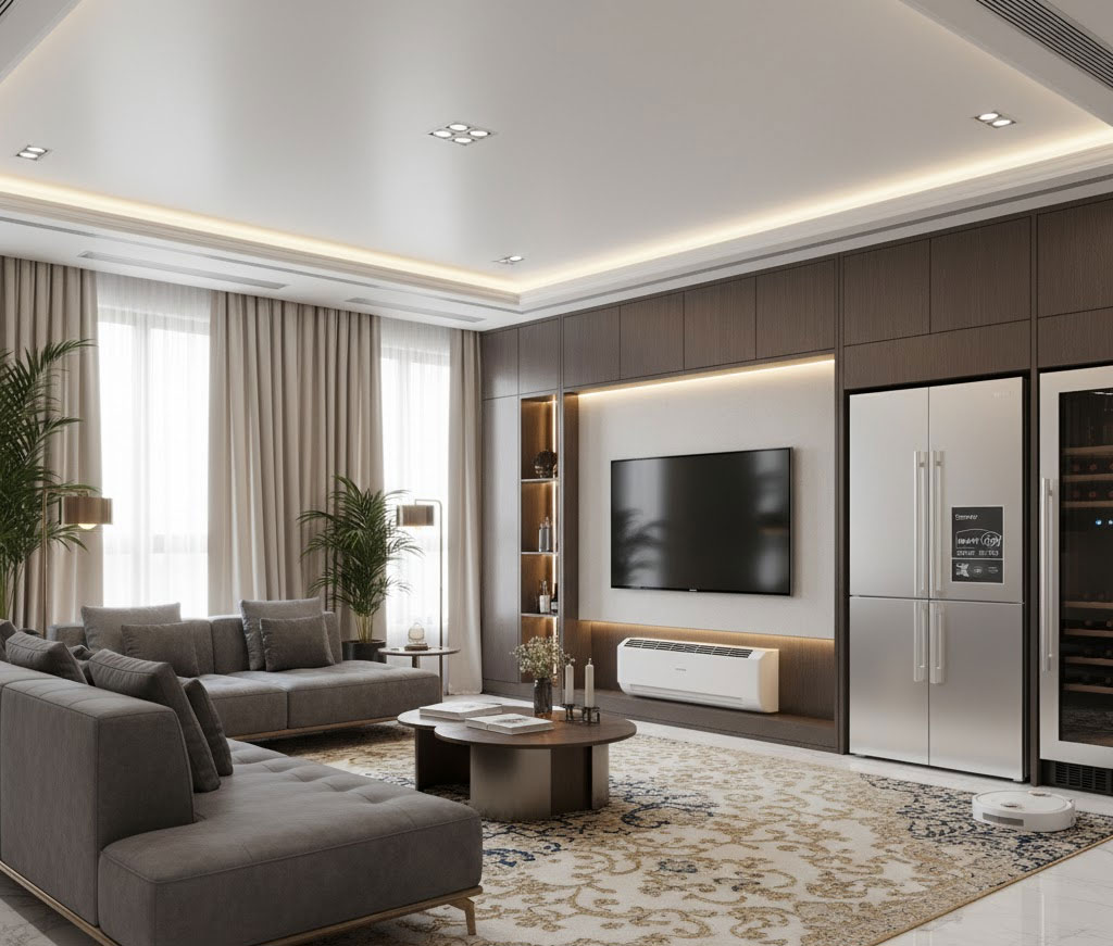 không gian nội thất sang trọng với thiết bị tiết kiệm điện