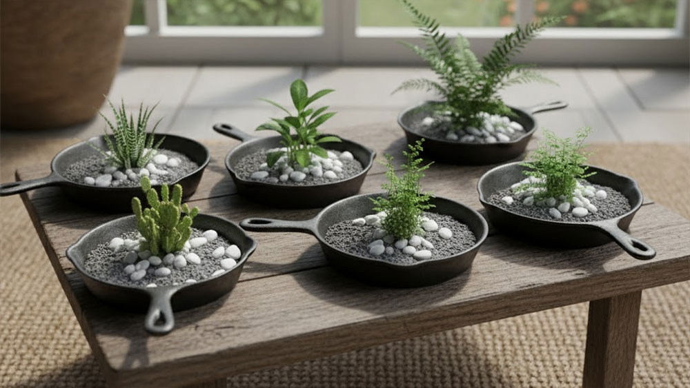 Tận dụng nồi chảo cũ thành dụng cụ vườn mini