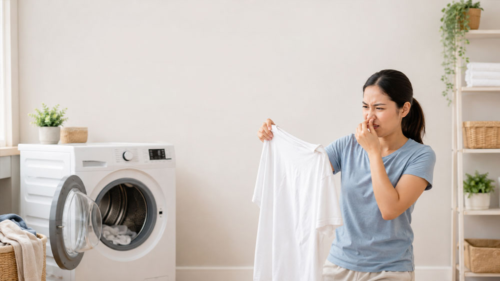 Vì sao quần áo giặt xong vẫn có mùi khó chịu?